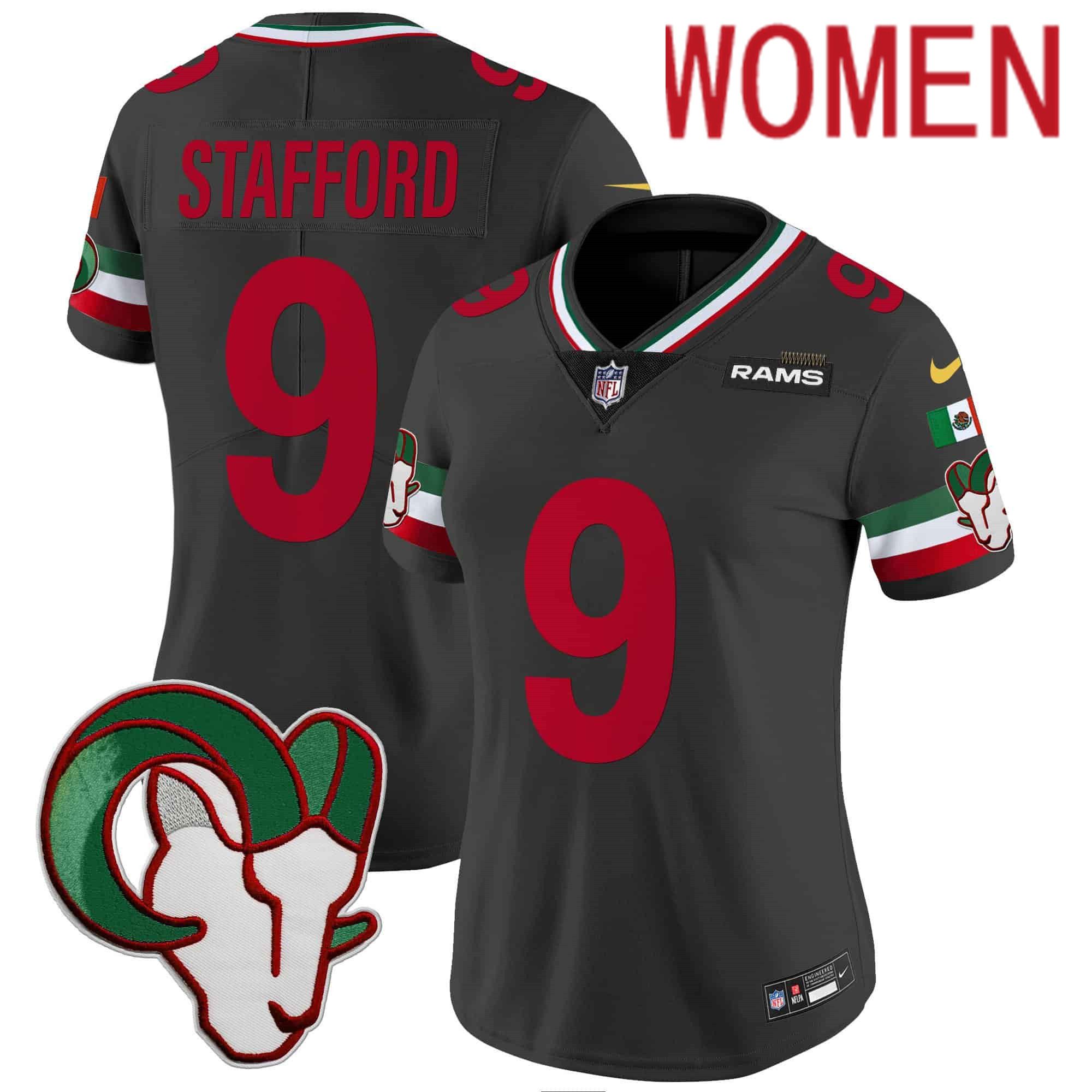 Women Los Angeles Rams #9 Stafford Black 2024 Nike Mexico Vapor Limited NFL Jersey